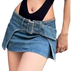 Be the trendsetter this summer with our 2023 Summer Collection layered with belt denim skirt! This fashion-forward combo is perfect for any occasion from a day out shopping to a night out dancing. Its unique patchwork. mini. mid-rise design. along with a zipper and button closure. make this outfit a must-have for any fashionista.Why You'll Fall In Love Patchwork Perfection: Take your vibe to the next level with this patchwork denim skirt. a unique and eye-catching statement piece. Mini Mid-Waist Blue Denim Skirt With Belt Loops, Short Length, Short Blue Denim Skirt With Belt Loops, Blue Mini Length Bottoms With Belt Loops, Blue Mini Bottoms With Belt Loops, Fitted Denim Blue Belted Bottoms, High-rise Blue Mini Skirt With Belt Loops, Blue High-rise Mini Skirt With Belt Loops, High Rise Blue Mini Skirt With Belt Loops, Summer Medium Wash Denim Skirt With Belt Loops