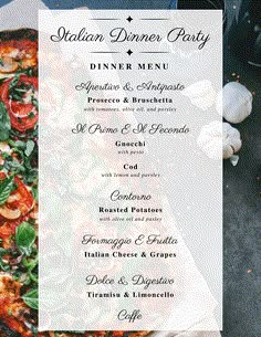 the menu for an italian dinner party