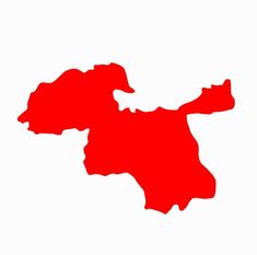 a red map of the state of michigan on a white background with clippings