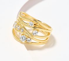 You know we love our layers -- even when we're accessorizing -- and this stunning ring is no exception. At first glance, it looks like a stacked style, but it's really a multi-layered band with a sprinkling of sparkle throughout. So chic! Elegant Stackable Promise Rings, Elegant Stacked Rings For Wedding, Elegant Stacked Wedding Rings, Freeform Ring, Christmas Boots, Bypass Ring, Italian Jewelry, Tv Channels, Cable Tv