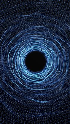 a black hole with blue lines in the center