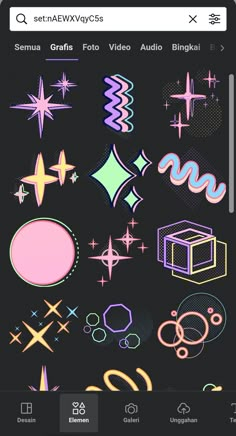 an iphone screen with various colorful stickers on the back and side, all in different colors