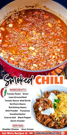 an advertisement with chili and other foods in it