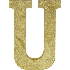 the letter u is made out of gold glitter