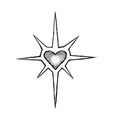 a star with a heart drawn on it