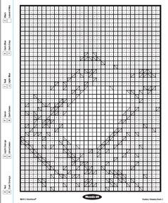 the cross stitch pattern is shown in black and white, with an arrow on it