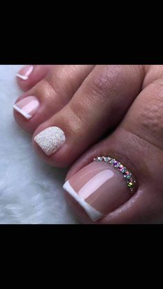 Pink Jeweled Nails, Press On Toenails, Fake Toenails, Acrylic Toes, Acrylic Toe Nails