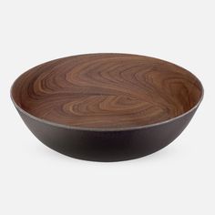 a black and brown wooden bowl on a white background