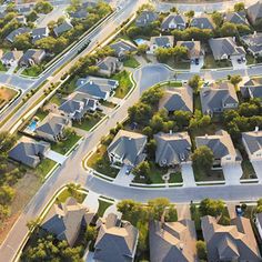 an aerial view of houses in a neighborhood