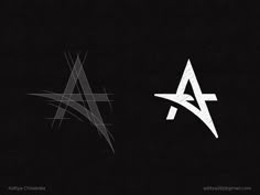 two different logos on black and white with the letter a in the middle one has an arrow