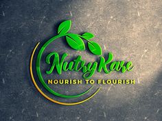 the logo for natr kase nourish to flourish is shown on a gray background