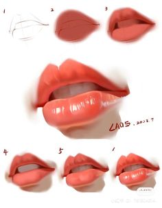 the steps in how to draw lips