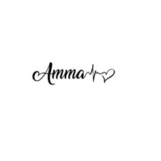 the word ama is written in cursive writing on a white background with black ink