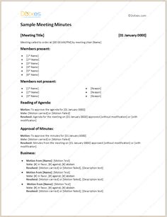 a sample meeting minutes template for microsoft