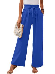 PRICES MAY VARY. Standard US Size: S(4-6), M(8-10), L(12-14), XL(16-18),XXL(20-22). We recommend reviewing the specific measurements provided in the size chart to determine the best fit for you. Skin-friendly Material: Comfy wide leg pants are made from lightweight fabric. These wide leg pants offer a flexible and top-grade experience. The fabric is breathable and super soft, providing comfort and allowing for free movement without pressure. Features: These wide leg pants for women are not see-t Wide Leg Lounge Pants, Casual Office Wear, Winter Maternity, High Waist Wide Leg Pants, Free Movement, Loose Trousers, Flowy Pants, Pants With Pockets, Summer Pants