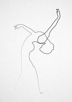 a line drawing of a woman doing a handstand with her arms in the air