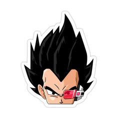 an anime character sticker with the name gohan in front of his face and red glasses