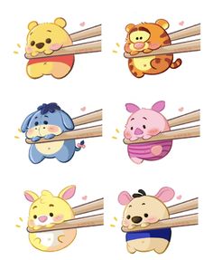 winnie the pooh and friends stickers on a white background, with different expressions