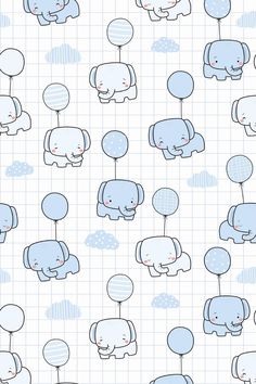 an elephant pattern is shown in blue on a sheet of paper with balloons attached to it