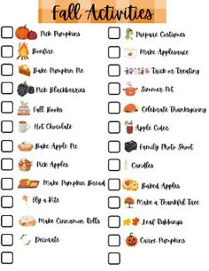 a printable fall activities list for kids