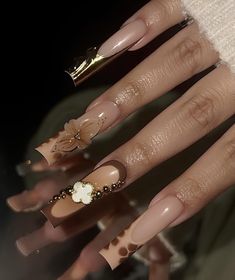 Square Nails Long, Fall Nails Square, Vacay Nails, Deer Nails, Nails Birthday, Brown Acrylic Nails, Nails Autumn, Nails Summer Nails, Gel Toe Nails