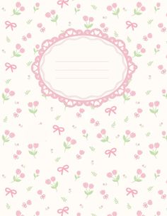 a pink and green floral background with a white frame in the center on top of it