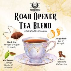 an advertisement for a tea blend with the words road opener, tea blend