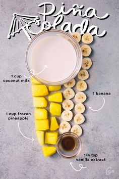 the ingredients to make this smoothie include bananas, milk, and pineapples