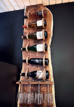 Wine, rack, oak, ropes, diy Wall Mounted Wine Rack Wood, Wine Rack Table, Pallet Wine, Bar Sala, Rustic Wine Racks, Wooden Wine Rack, Wall Mounted Wine Rack, Cool Wood Projects, Home Bar Designs