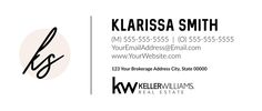 a business card with the name klarrissa smith on it's side