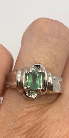 Vintage genuine green emerald ring wedding engagement 925 sterling silver Size 5 or 7 can be sized by my jeweler. His service charge is $10-$20 All rings are shipped in a nice gift box. Check out our over a THOUSAND great reviews Engraving is $4 per letter and is not always perfect depending on the piece. It can take a few days if the jeweler is busy. This is payable to Paypal Judithsltd@gmail.com Emerald Wedding Rings Silver, Green Engagement Ring Vintage, Emerald Silver Engagement Ring, Nontraditional Engagement Rings Silver, Silver Emerald Engagement Ring, Non Traditional Engagement Rings Silver, Vintage Silver Engagement Rings, Masculine Engagement Rings, Emerald Engagement Ring Silver