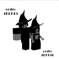 two children dressed up as witches with the words code 4defac above them