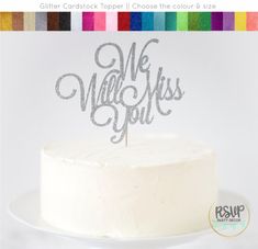 a cake topper with the words we make this you written in silver on it