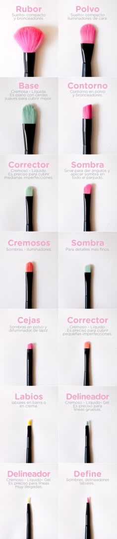 ¿Confundida porque no sabes la diferencia entre una brocha gorda y grande y una plana y pequeña? ¿Ni idea para qué es esa que parece un pincel? ¿No podrías identificar la brocha que se debe usar pa… Party Make-up, Alat Makeup, Beauty Make-up, Smoky Eyes, Trendy Makeup, Make Up Inspo, Eye Makeup Tutorial, Makeup Brush