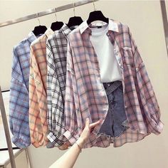 Batwing Sleeve Shirt, Flannel Blouse, Shirt Blouses Women's, Long Sleeve Plaid Shirt, Loose Shirts, Loose Blouse, Long Sleeve Plaid, Plaid Fashion, Clothes Women