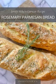 Rosemary Parmesan Bread Copycat Jersey Mikes, Jersey Mikes Copycat, Easy Rosemary Bread, Rosemary Parmesan Bread, Rosemary Bread Recipe, Bread Rosemary, Jersey Mikes, Rosemary Bread, Parmesan Bread