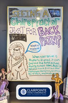 Seeing a chiropractor JUST for back pain? Wookie Mistake! When your spine is properly aligned, it can improve the body's natural ability to heal itself. Chiropractic adjustments reduce back pain, headaches, neck pain, sciatica, joint pain, TMJ, and much more! Visit Clairpointe Family Chiropractic's website to learn more about chiropractic care enhancing your health and wellness. Family Chiropractic, Chiropractic Adjustment, Grosse Pointe, Video Testimonials, Work Art