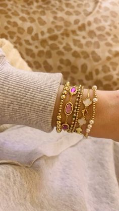 Gold And Pink Bracelet Stack, Bracelet And Watch Stacking, Enewton Stack Ideas, Oura Ring Stack, Enewton Stack, Enewton Bracelets Stacks, Enewton Bracelet, Bracelet Stack Ideas, Jewelry Stack