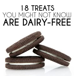 18 Treats You Might Not Know Are Dairy-Free. For all of you lactose-intolerant folks out there. Dairy Free Cooking, Dairy Intolerance, Dairy Free Breastfeeding, Dairy Free Recipes Dinner, Dairy Allergy, Dairy Free Treats, Dairy Free Snacks, 100 Calorie