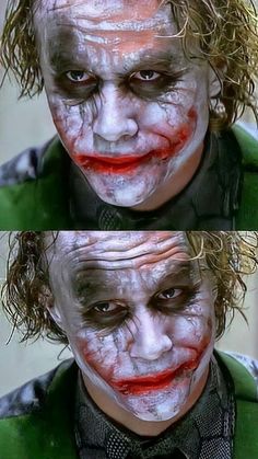 two pictures of the joker with different facial expressions