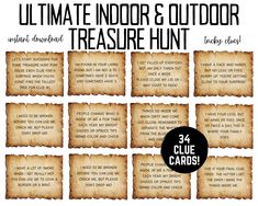 the ultimate guide to outdoor treasure hunt printables for kids and adults with instructions