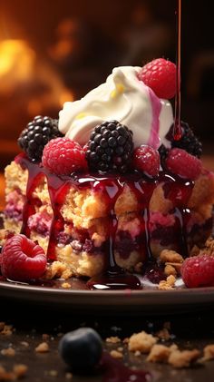 Mixed Berry Crumble Dessert Recipe for parties Mixed Berry Crumble, Berry Crumble, Dessert Ingredients, Mixed Berries, Baking Dish, Vanilla Ice, Rolled Oats, Vanilla Ice Cream