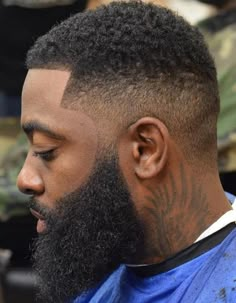 High Fade With Beard Haircuts For Black Men, Faded Haircut, Black Boys Haircuts, Black Men Beards, Beard Fade