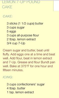 a recipe for lemon cake with instructions