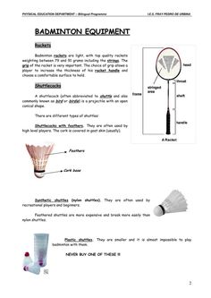 badminton equipment is shown in this document