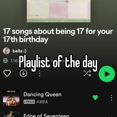 an advertisement for the playlist of the day