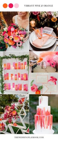 pink and orange wedding color palettes