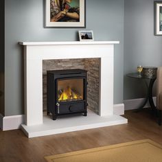 Oyster Slate Chamber comprising real slate tiles glued to a fireproof, water resistant cement bonded board. Shown with Beckford surround in Aegean limestone with Columbia BF Gas stove. Limestone Mantel, Log Burner Living Room, Fireplace Style, Limestone Fireplace, Inglenook Fireplace