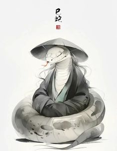 an illustration of a snake with a hat on it's head sitting in a nest