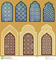 an arabic window with four different designs royalty illustration